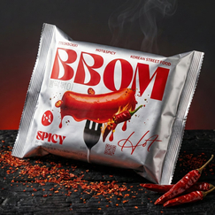 BBOM Pouch Topokki Spicy - корейские токпокки в пауч‑упаковке с ярким острым соусом, Вкус: Супер острый, Способ готовки: На сковороде