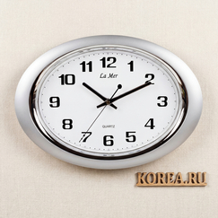 Настенные часы La Mer GD121-2 овальные серебристые 400х260 мм с плавным ходом