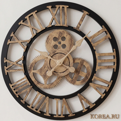 Деревянные настенные часы Kairos MK006 с открытыми шестеренками 500х500 мм