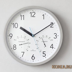 Настенные часы Lamer GD365-2 серые 310x310 мм с гигрометром и термометром, Цвет: Серый