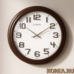 Часы настенные Kairos KWR401 с плавным ходом и арабским циферблатом 395х395 мм