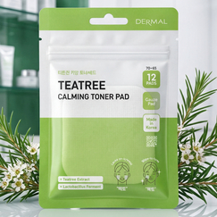 Успокаивающие пэды DERMAL с экстрактом чайного дерева (12 шт.), Количество: 12 шт., На основе: Чайное дерево