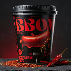 BBOM Topokki Extreme Hot - корейские токпокки в стакане с экстремально острым соусом, Вкус: Супер острый, Способ готовки: В стакане