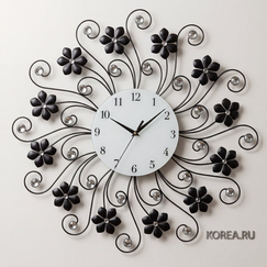 Настенные часы Stella ST1491 с кристаллами и цветочным декором, 580х580 мм с бесшумным механизмом