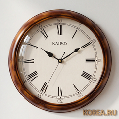 Настенные часы Kairos KS 532-3 классические в коричневом цвете 390х390мм с римским циферблатом