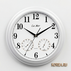 Настенные часы La Mer GD115 Silver 324x324 мм с гигрометром и термометром