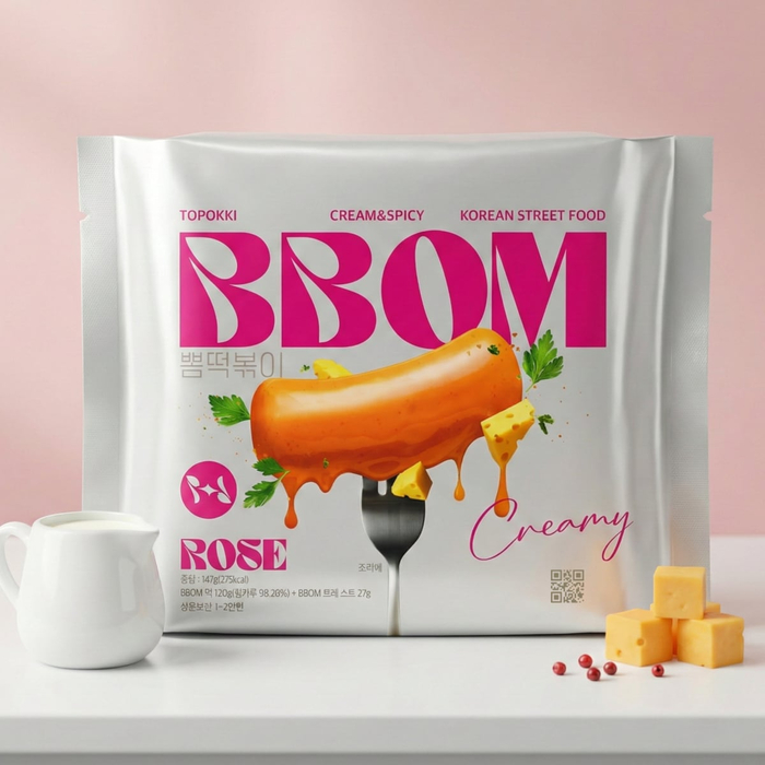 BBOM Pouch Topokki Rose - корейские токпокки в пауч‑упаковке со сливочно‑пряным соусом Розé, Вкус: соус Розé, Способ готовки: На сковороде