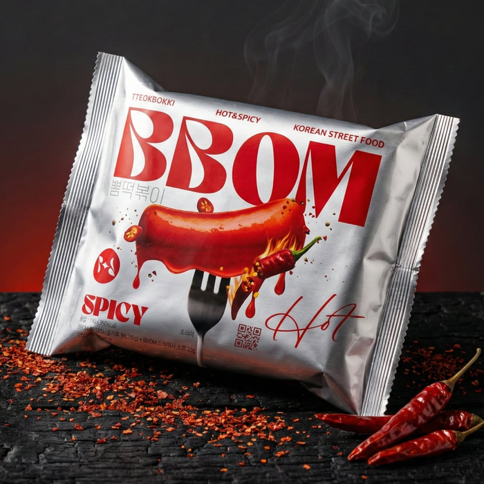 BBOM Pouch Topokki Spicy - корейские токпокки в пауч‑упаковке с ярким острым соусом, Вкус: Супер острый, Способ готовки: На сковороде