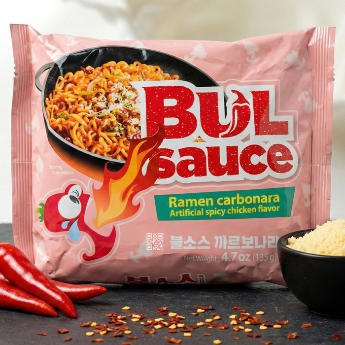 Лапша быстрого приготовления со вкусом карбонары и соуса пулькоги Harim Bul Sauce Carbonara Ramen, Вкус: Карбонара