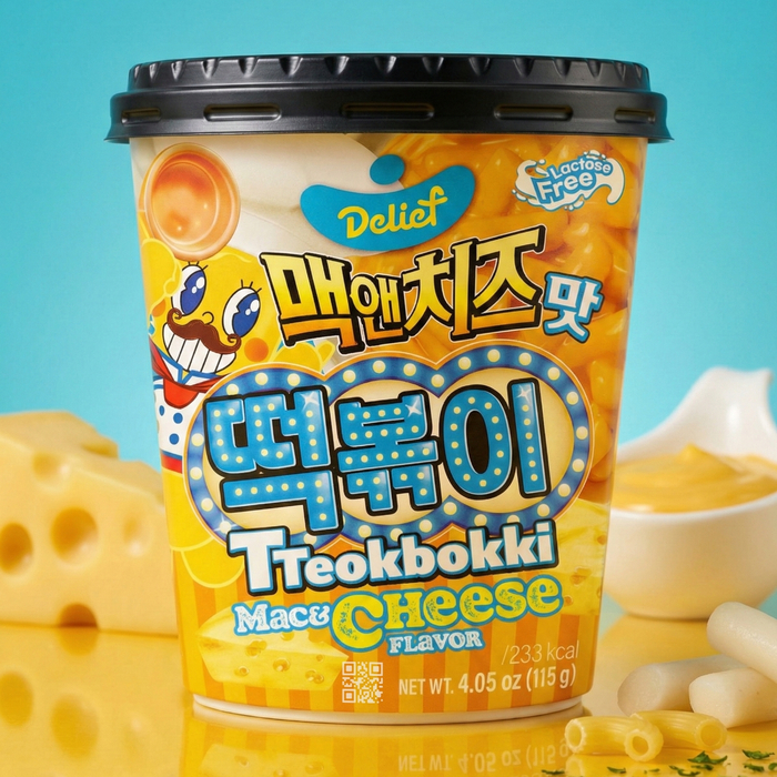 Токпокки DELIEF Mac & Cheese со вкусом сыра 115 г – корейские рисовые палочки в сырном соусе, Вкус: Сырный