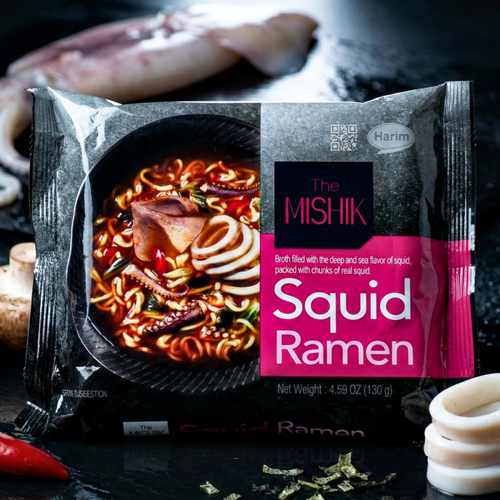 Лапша быстрого приготовления с натуральным вкусом кальмара - The Misik Squid Ramen, Вкус: Кальмар