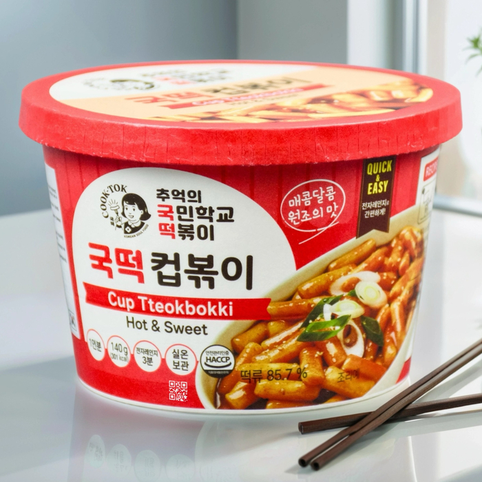Токпокки "С остро-сладким соусом" в стакане - рисовые палочки с соусом от COOK-TOK, Вкус: Сладко-острые, Способ готовки: В стакане