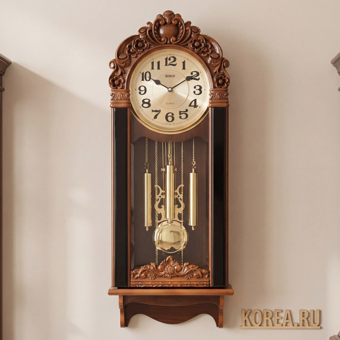 Настенные часы SINIX 622 классические с маятником и боем Westminster 910x360x150 мм