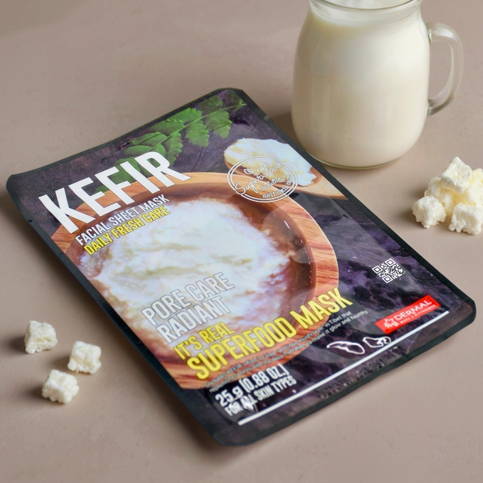 Dermal Superfood маска для лица с кефиром для очищения, питания и восстановления кислотно-щелочного баланса кожи, Выбранный выриант маски: Кефир