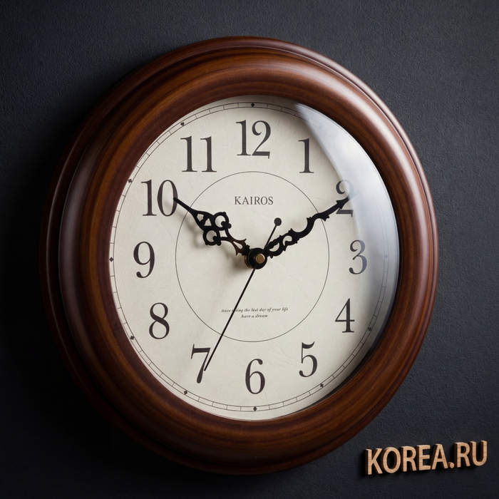 Часы настенные KAIROS KS362 классические коричневые 290х290 мм, изображение 2
