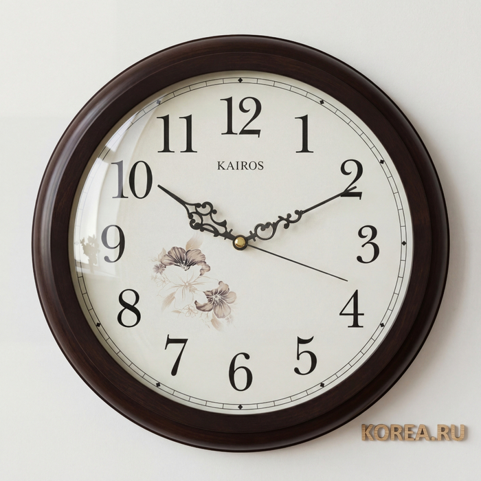Настенные часы KAIROS KS3450 в классическом стиле с цветочным декором 315 мм