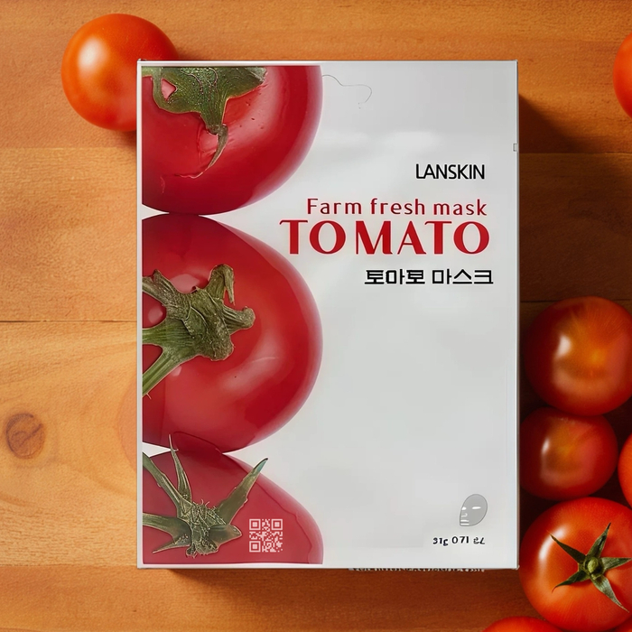 Тканевая маска для лица Lan Skin с томатом — сокращение пор и устранение постакне для проблемной кожи