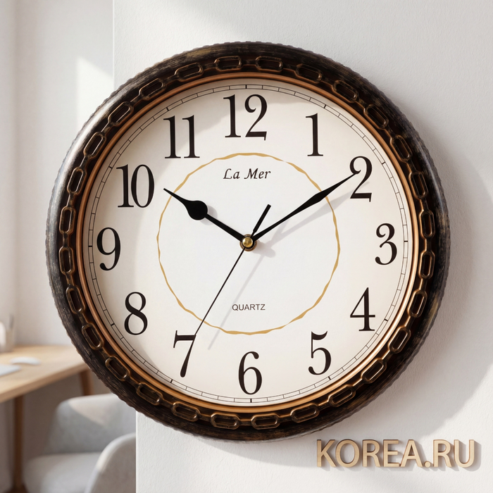 Часы Lamer GD047003 настенные коричневые с механизмом плавного хода 315х315 мм