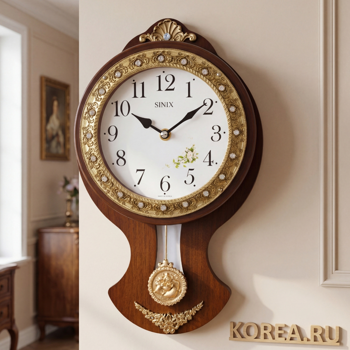Настенные часы SINIX 2109G классического стиля с маятником 382х226х65 мм