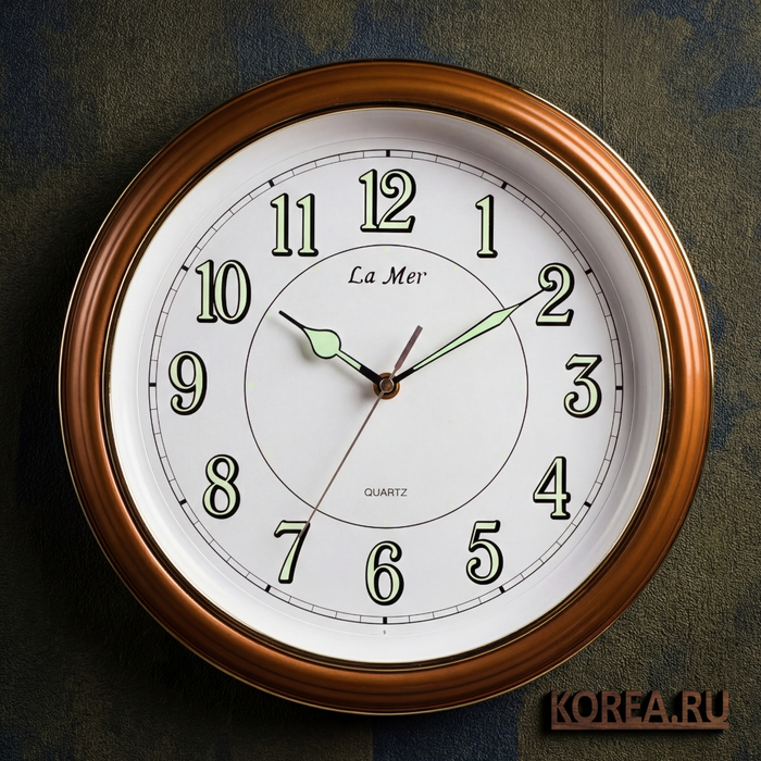 Настенные часы La Mer GD004017 со светонакопительными стрелками, плавный ход,  340х340 мм, изображение 2