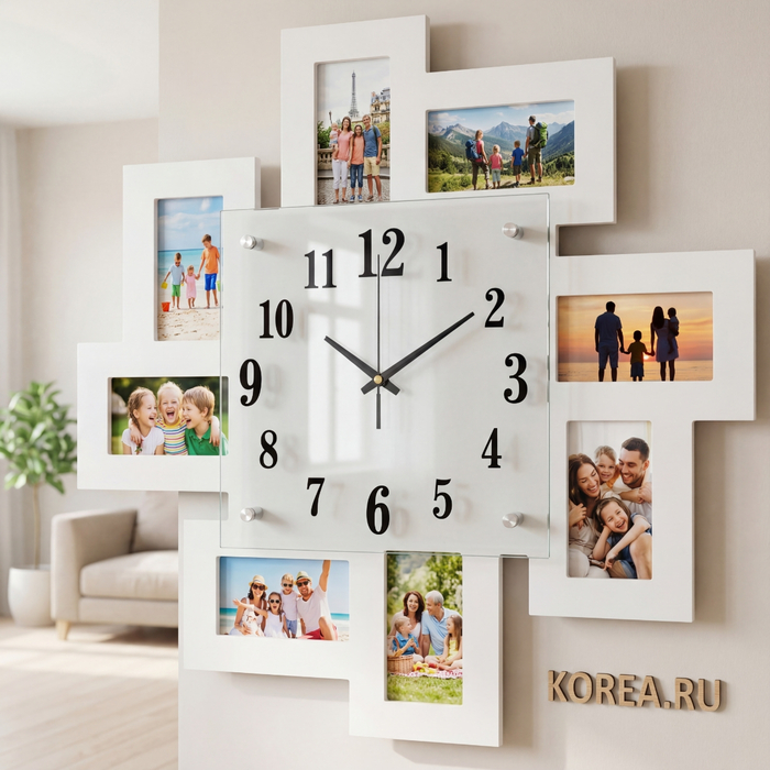 Настенные часы Stella ST1215 с рамками для фотографий 510×510 мм в современном стиле, изображение 2