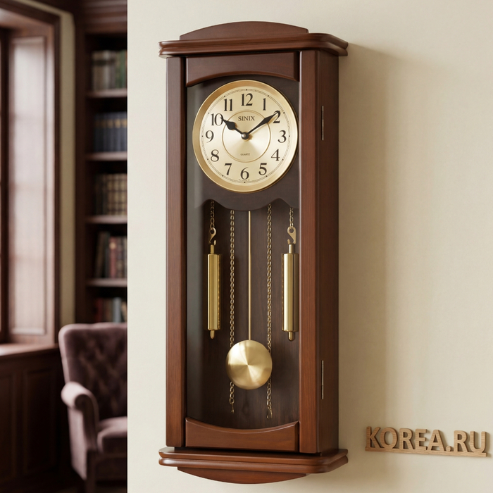 Настенные часы SINIX 2011GA в стиле классики 610х235 мм с маятником