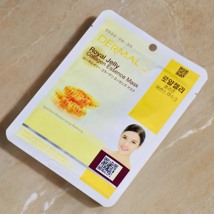 Тканевая маска Dermal с пчелиным маточным молочком: восстановление и защита кожи от воспаления, Выбранный выриант маски: Маточное молочко