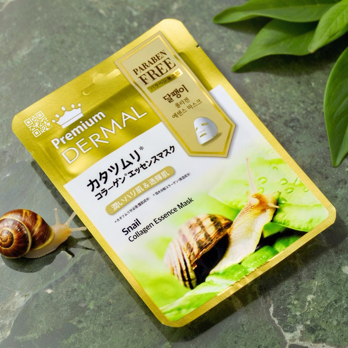 Маска для лица с муцином улитки и коллагеном Dermal Premium — корейская маска для глубокого восстановления и омоложения кожи, Выбранный выриант маски: Муцин улитки