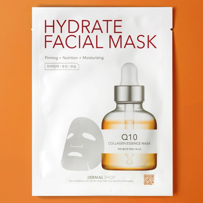 Тканевая маска Dermal Shop Hydrate с коэнзимом Q10 для интенсивного омоложения и защиты от старения кожи, Выбранный выриант маски: Coenzyme Q10