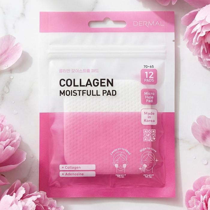 Увлажняющие пэды DERMAL с коллагеном: интенсивное увлажнение и омоложение в одном диске (12 шт.), Количество: 12 шт., На основе: Коллаген