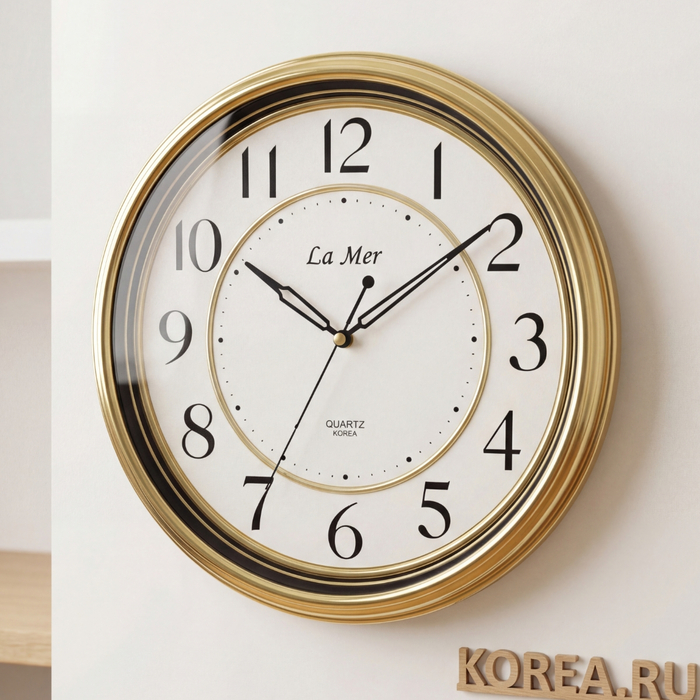 Часы настенные Lamer GD078001 элегантный дизайн золото 341х341х46 мм