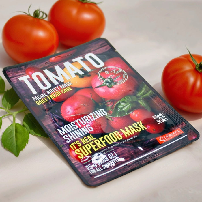 Dermal Superfood маска для лица с томатом для выравнивания тона, яркости и омоложения кожи, Выбранный выриант маски: Томат