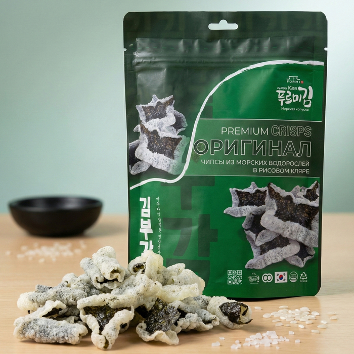 Чипсы нори Furmi Kim Original в рисовом кляре 30 г - Хрустящий корейский снек, Вкус: Оригинальный
