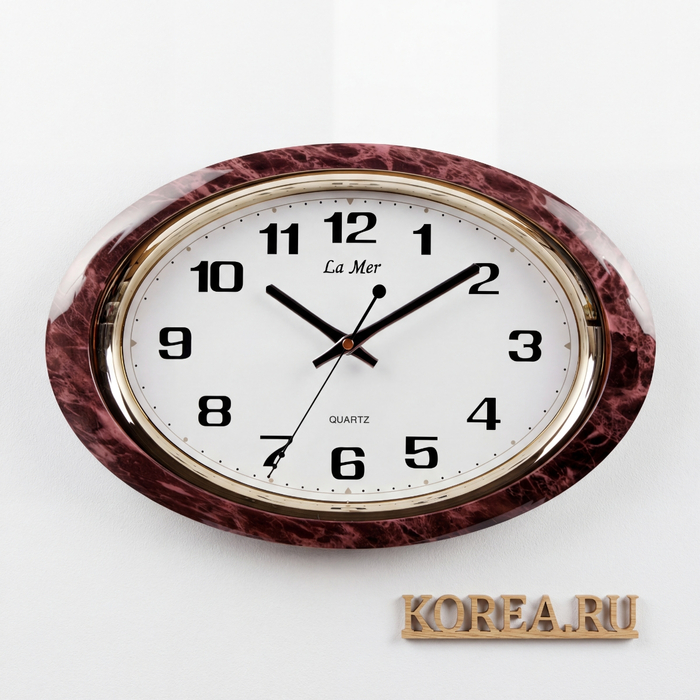 Настенные часы La Mer GD121-14 классические в коричневом цвете, 400х260 мм