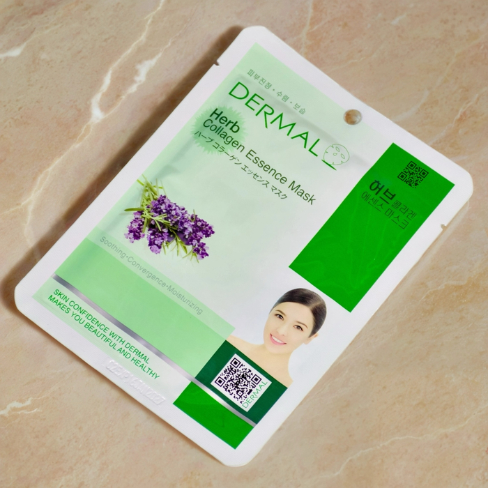 Тканевая маска Dermal с лечебными травами и коллагеном: целебная забота для проблемной и чувствительной кожи, Выбранный выриант маски: Лечебные травы