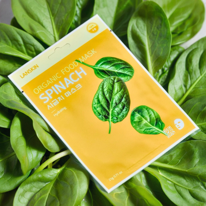 Тканевая маска для лица Lan Skin со шпинатом — детоксикация и сияние для уставшей кожи, Из этой же серии: Маска, На основе: Шпинат