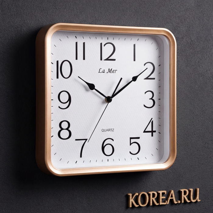 Настенные часы La Mer GD354-1 золотистые с плавным ходом 350х350мм, изображение 2