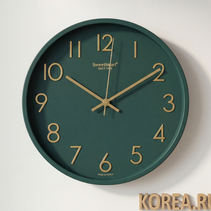 Настенные часы BONNYDECO SH250/2 (GREEN) 250x250 мм с минималистичным дизайном, Цвет: Зеленый