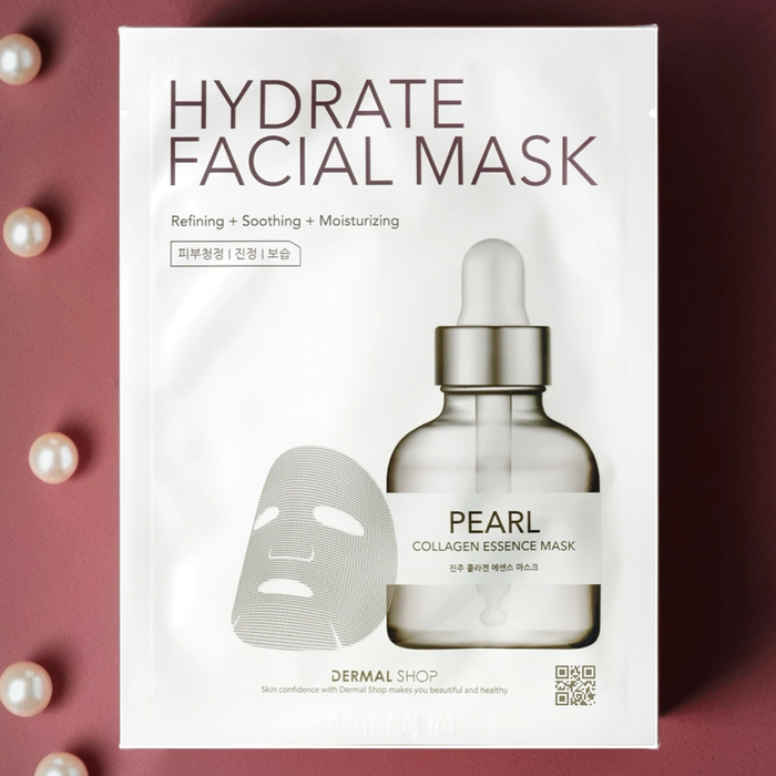 Тканевая маска Dermal Shop Hydrate с экстрактом жемчуга для глубокого увлажнения и восстановления сияния кожи, Выбранный выриант маски: Жемчуг