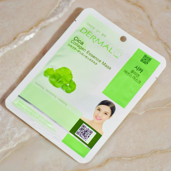 Тканевая маска Dermal с экстрактом центеллы азиатской и коллагеном: целебное решение для проблемной и чувствительной кожи, Выбранный выриант маски: Центелла азиатская