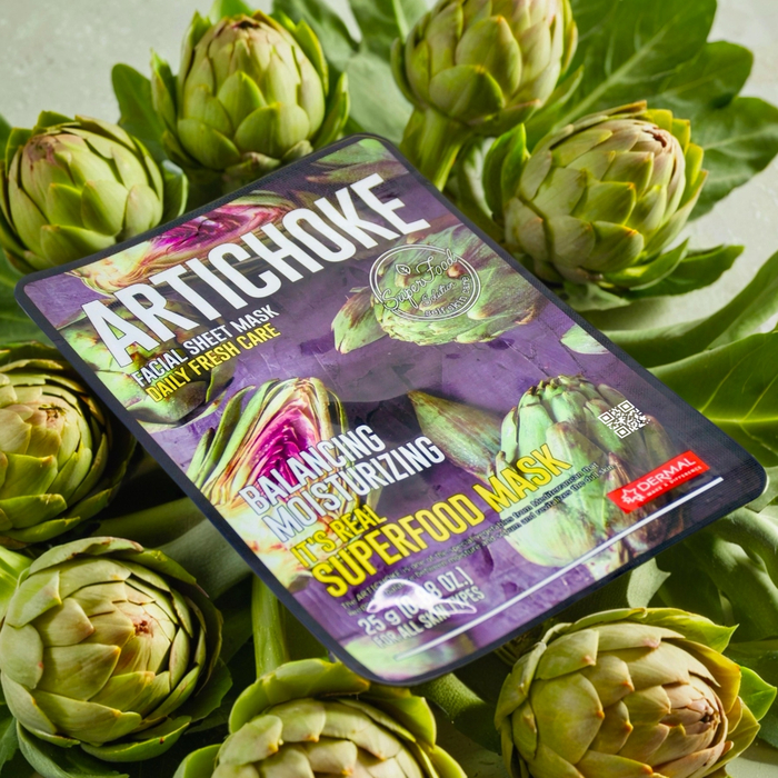 Dermal Superfood маска для лица с артишоком для детокса, лимфодренажа и омоложения кожи, Выбранный выриант маски: Артишок