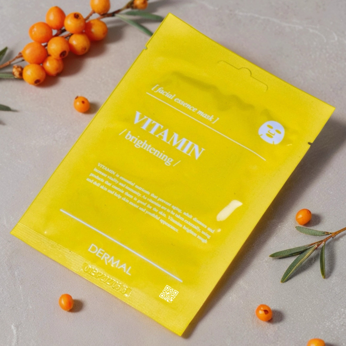 Витаминная маска Dermal для сияния кожи с экстрактом облепихи - комплексное восстановление и защита от фотостарения, Выбранный выриант маски: Витамины
