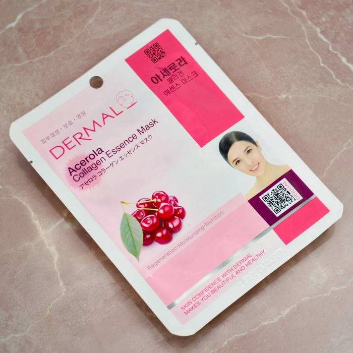 Тканевая маска Dermal с экстрактом ацеролы и коллагеном: витаминная защита и омоложение кожи, Выбранный выриант маски: Ацерола