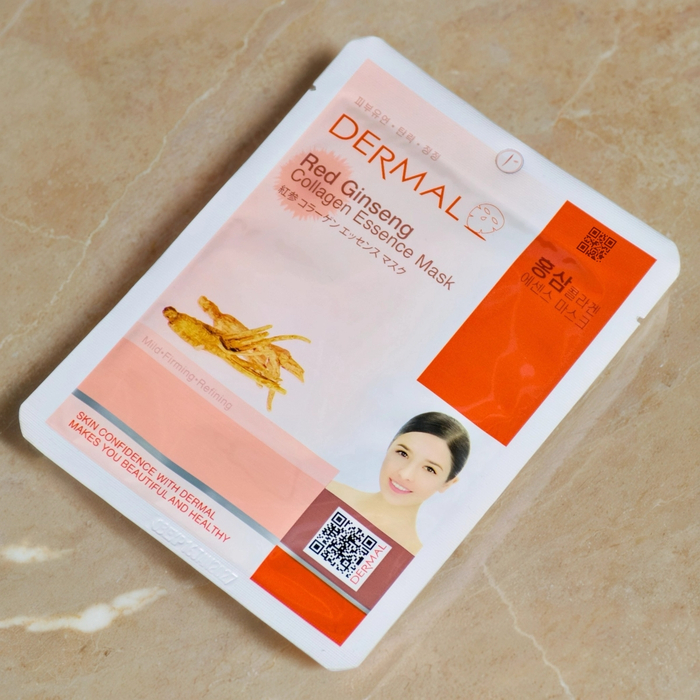 Тканевая маска Dermal с красным женьшенем и коллагеном: омоложение и защита кожи от старения, Выбранный выриант маски: Женьшень