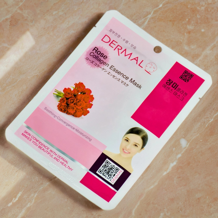 Тканевая маска Dermal с экстрактом чайной розы и коллагеном: нежный уход и упругость для комбинированной и возрастной кожи, Выбранный выриант маски: Чайная роза
