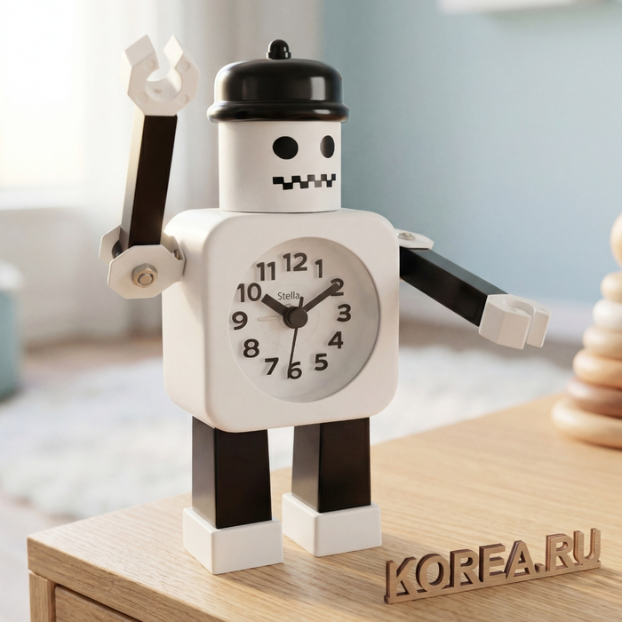 Часы-будильник Stella 2774K в стиле робота — весёлый помощник для детской