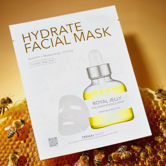 Тканевая маска Dermal Shop Hydrate с пчелиным маточным молочком для восстановления защитного барьера и омоложения кожи, Выбранный выриант маски: Маточное молочко
