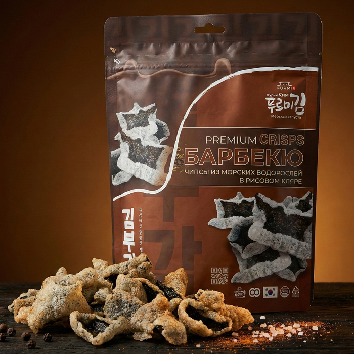 Чипсы нори Furmi Kim Barbecue в рисовом кляре 30 г - Корейский снек со вкусом барбекю, Вкус: Барбекю
