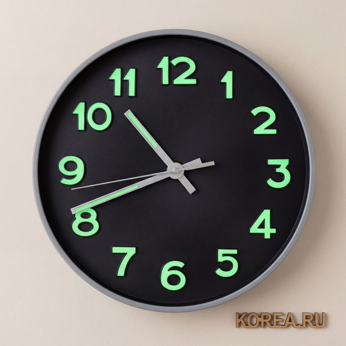 Настенные часы B&S BS3441-2 с неоновой подсветкой - черный минимализм 270x270мм