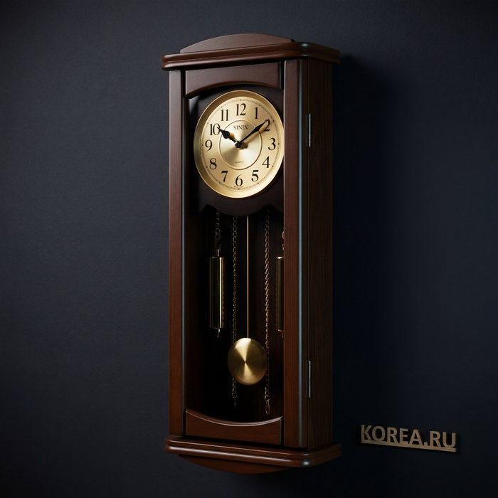 Настенные часы SINIX 2011GA в стиле классики 610х235 мм с маятником, изображение 3